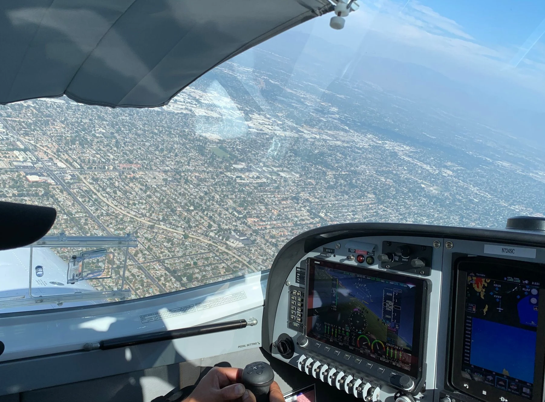 Cockpit view from a training aircraft on the ground